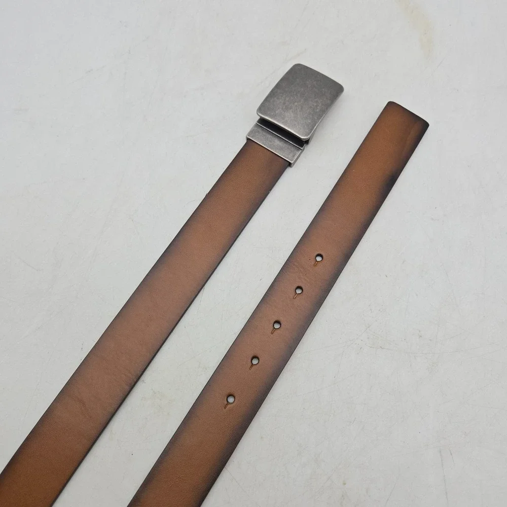 Structure Belt Brown Black Reversible Genuine Leather Mens 32 Gunmetal Buckle